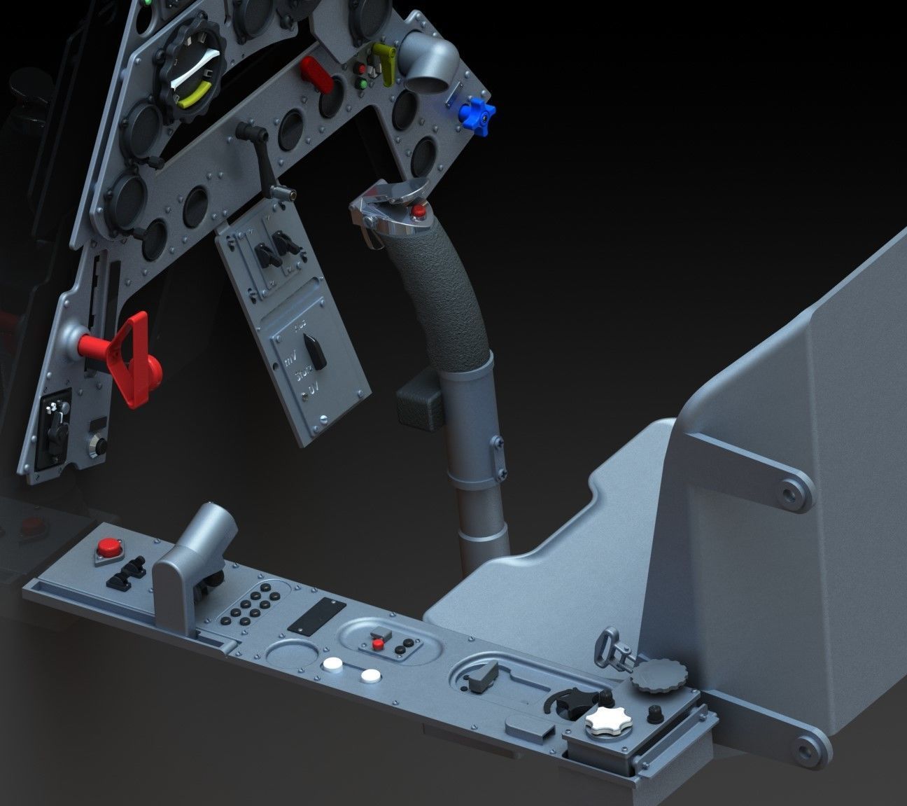 FW190 Complete cockpit high definition 3D print model_22