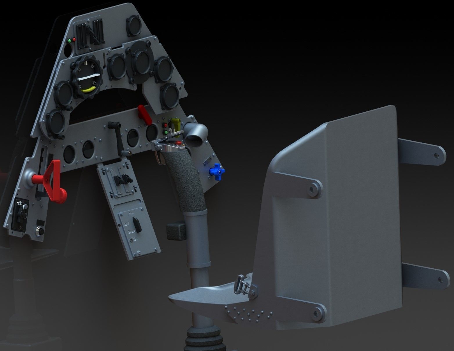 FW190 Complete cockpit high definition 3D print model_12