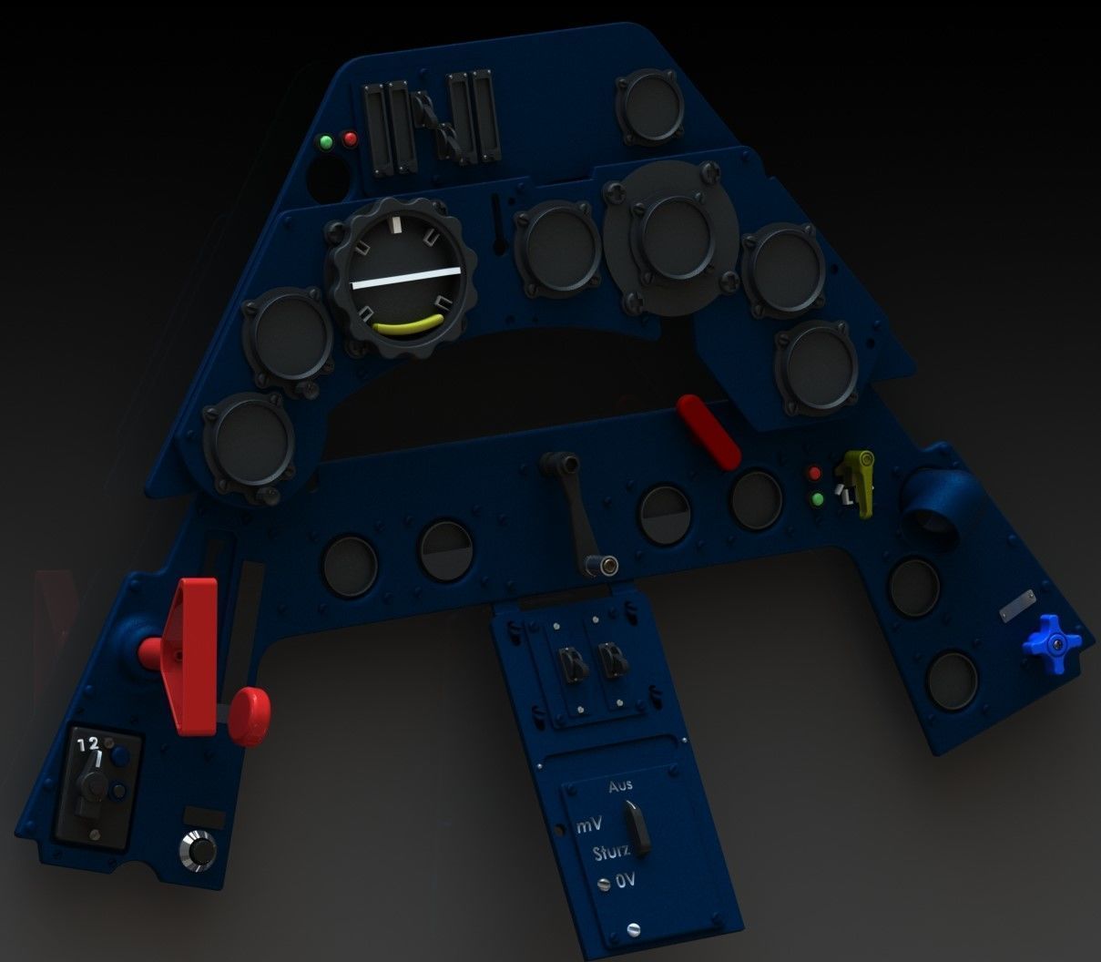 FW190 Complete cockpit high definition 3D print model_49