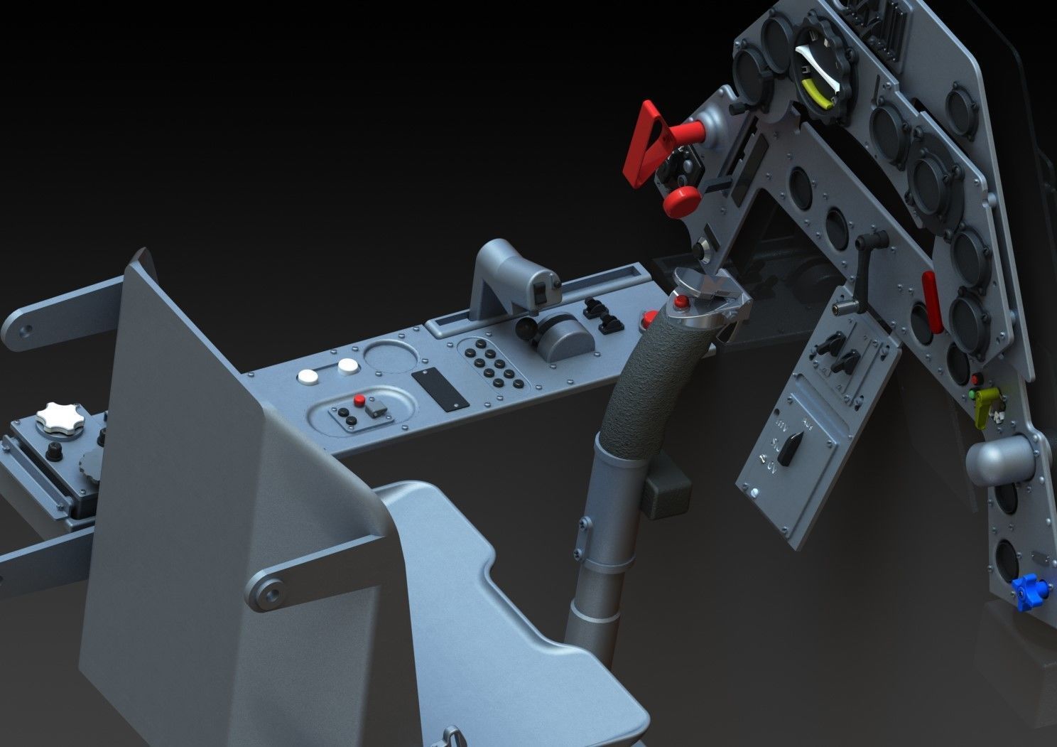 FW190 Complete cockpit high definition 3D print model_23