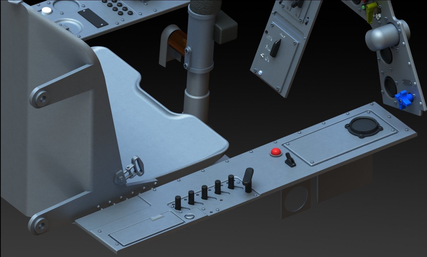 FW190 Complete cockpit high definition 3D print model_31
