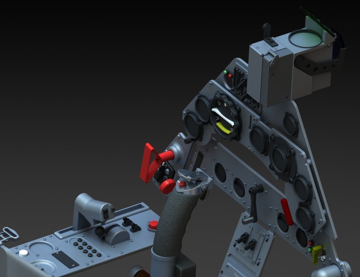 FW190 Complete cockpit high definition 3D print model_30