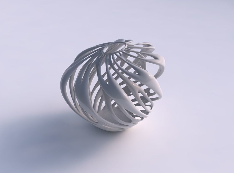 Vase widening with two layered branches streched top corner 3D print model_0