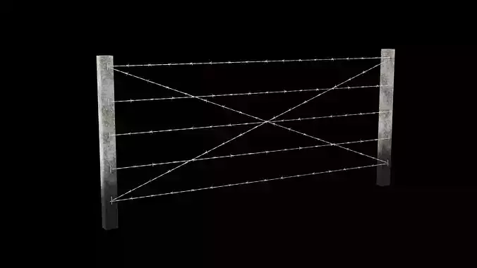 Barbed Wire Fence for Land Low-poly 3D model