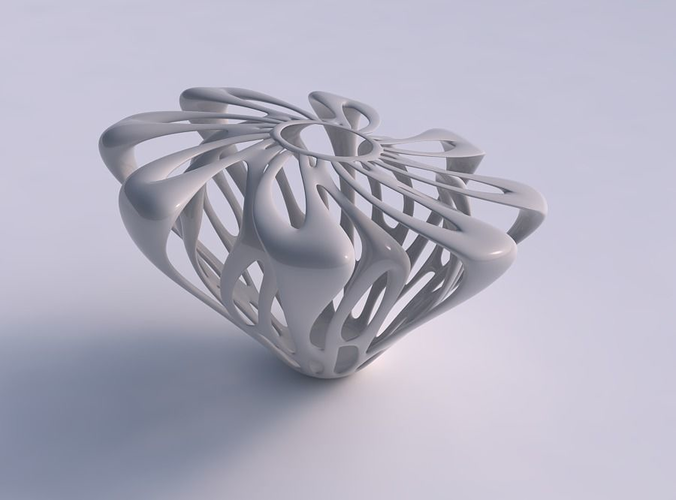 Vase widening with two layered branches squeezed with streched top corner