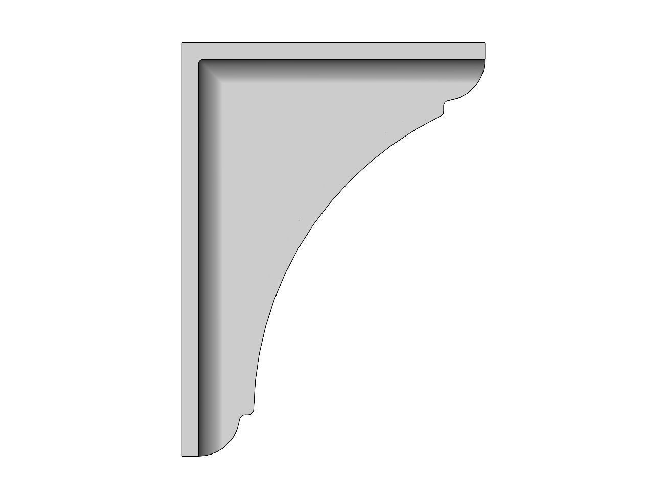 Filleted carved middle bracket corbel 285x205x90mm 3D print model_1