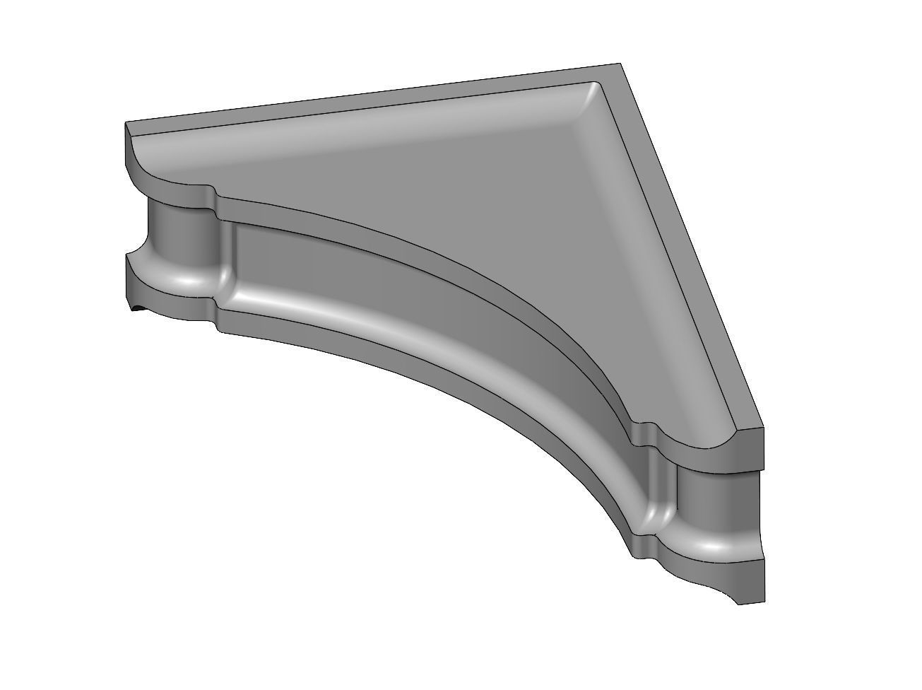 Filleted carved middle bracket corbel 285x205x90mm 3D print model_3