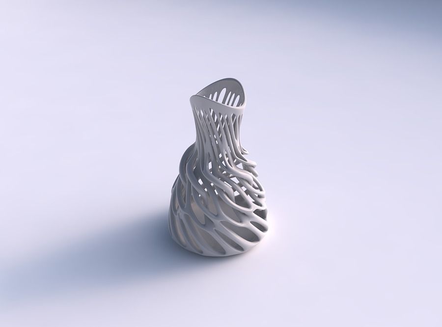Vase wide with twisted branches twisted and streched top 3D print model_0