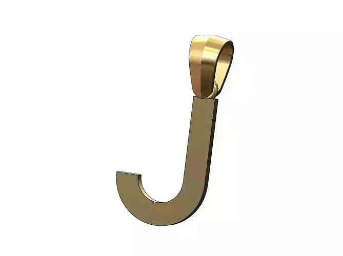 Simple J initial letter dashing font pendant charm with bail