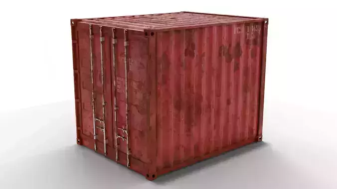 10Ft Cargo Container - Red - Rusted