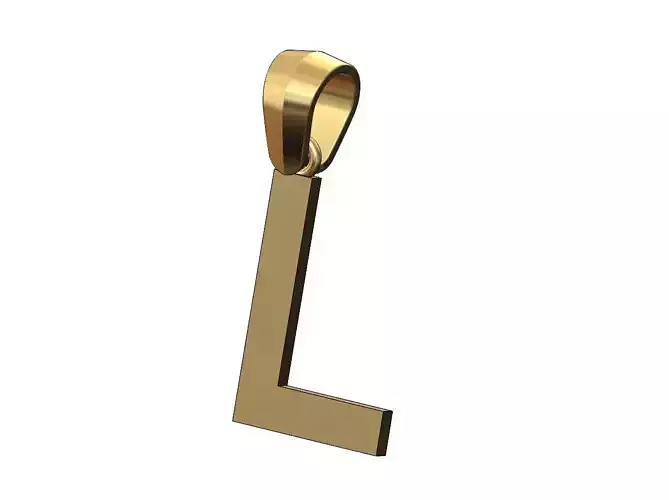 Simple L initial letter dashing font pendant charm with bail