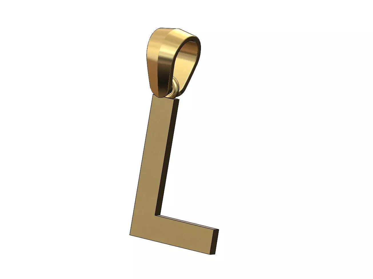 Simple L initial letter dashing font pendant charm with bail 3D print model