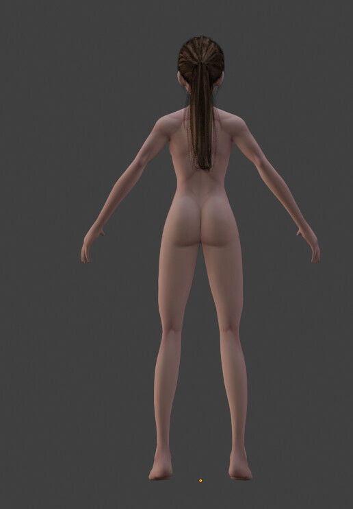 Stylized basemesh female Low-poly 3D model_1