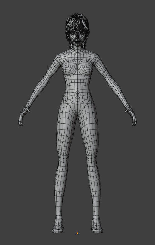 Stylized basemesh female Low-poly 3D model_2