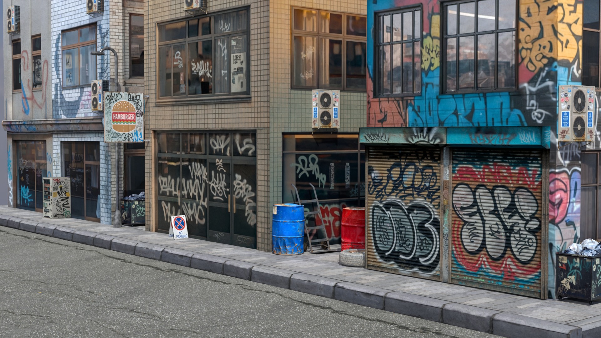 Street Scene Outerio Scene 3D 3D model_1