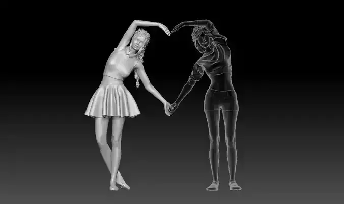 Two Best Friend Girl 1 3D print model