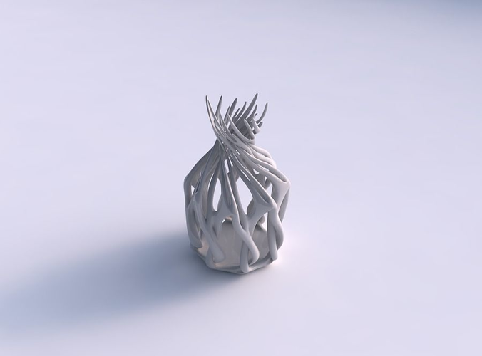 Vase wide mid wth twisted branches streched top 3D print model