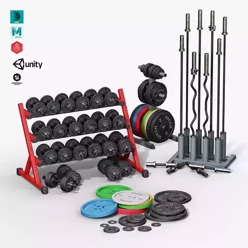 Weight And Steel Rods Low-poly 3D model