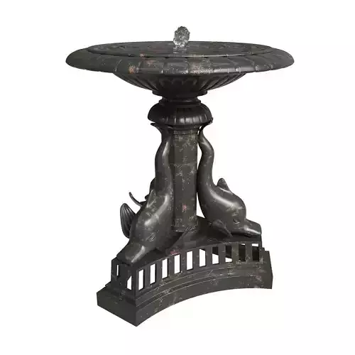 Mid 20th Century Cast Iron Dolphin Base Fountain 3D model