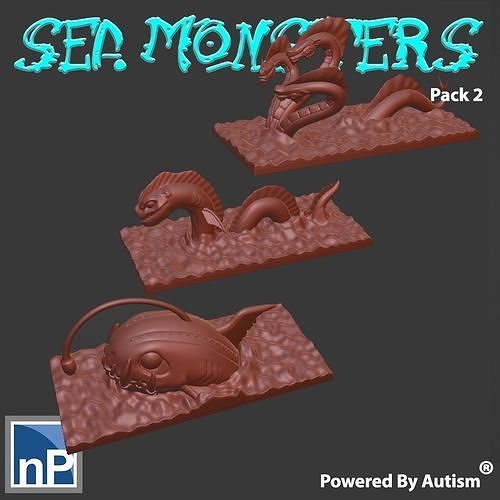 Mini Sea Monsters pack 2 Free 3D print model