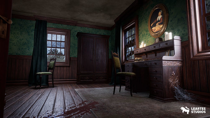 Horror Mansion Environment Low-poly 3D model 6
