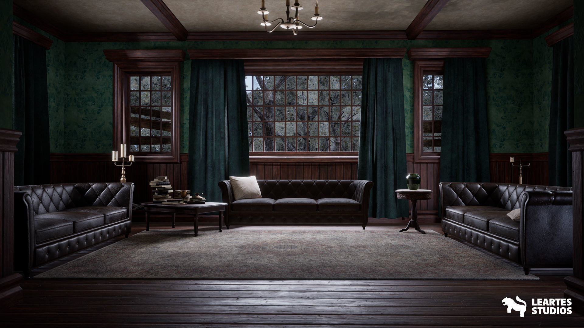 Horror Mansion Environment Low-poly 3D model_9