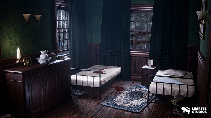 Horror Mansion Environment Low-poly 3D model 7