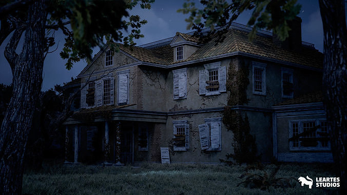 Horror Mansion Environment Low-poly 3D model 3