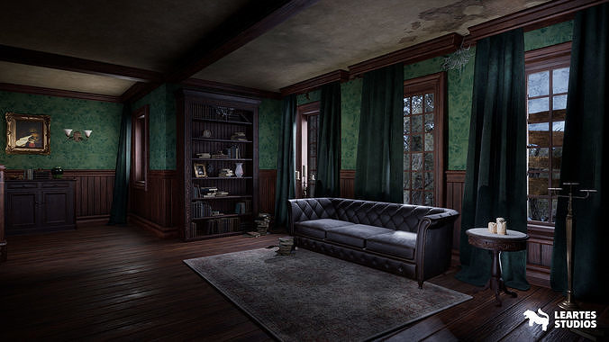 Horror Mansion Environment Low-poly 3D model 4