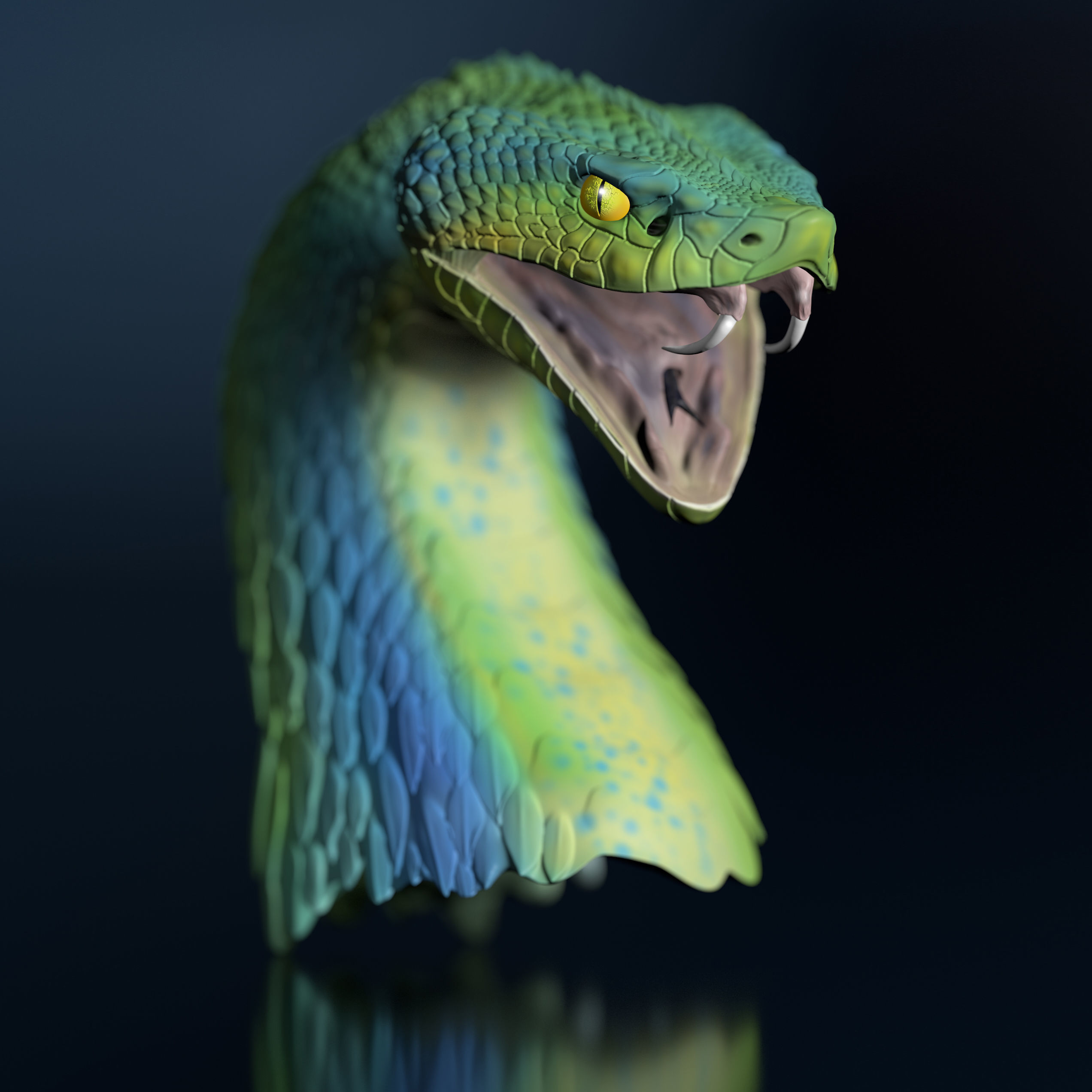 Harlequin Snake - Fantasy - 3D print model_2