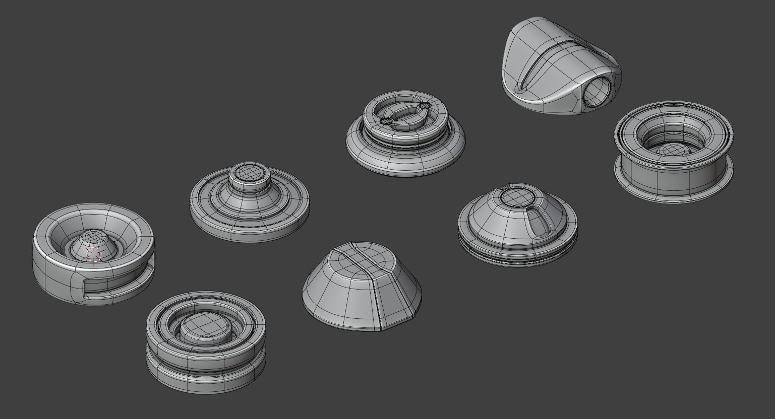 Cylinder parts - Mini SUB-D ready Pack Free 3D model_3