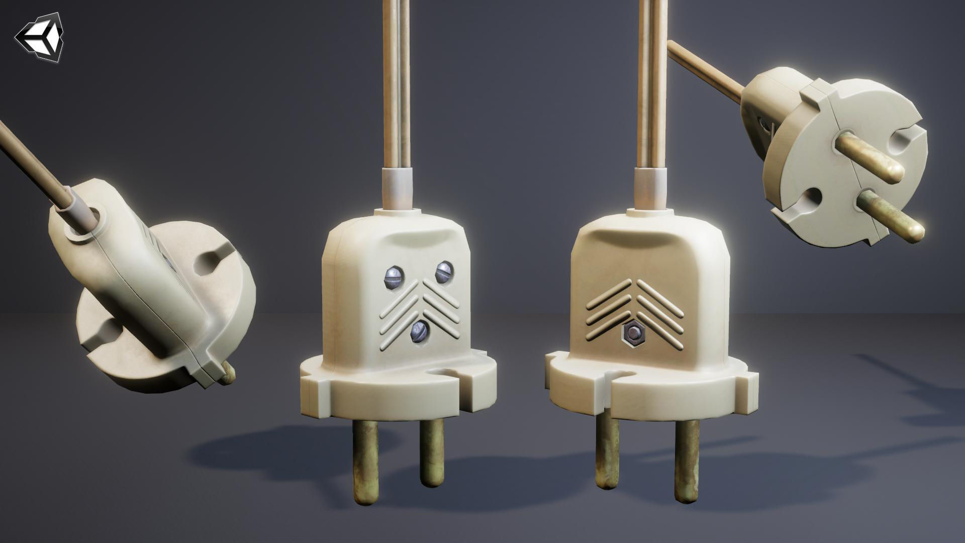 Electrical Plug Type C Old Low-poly 3D model_13
