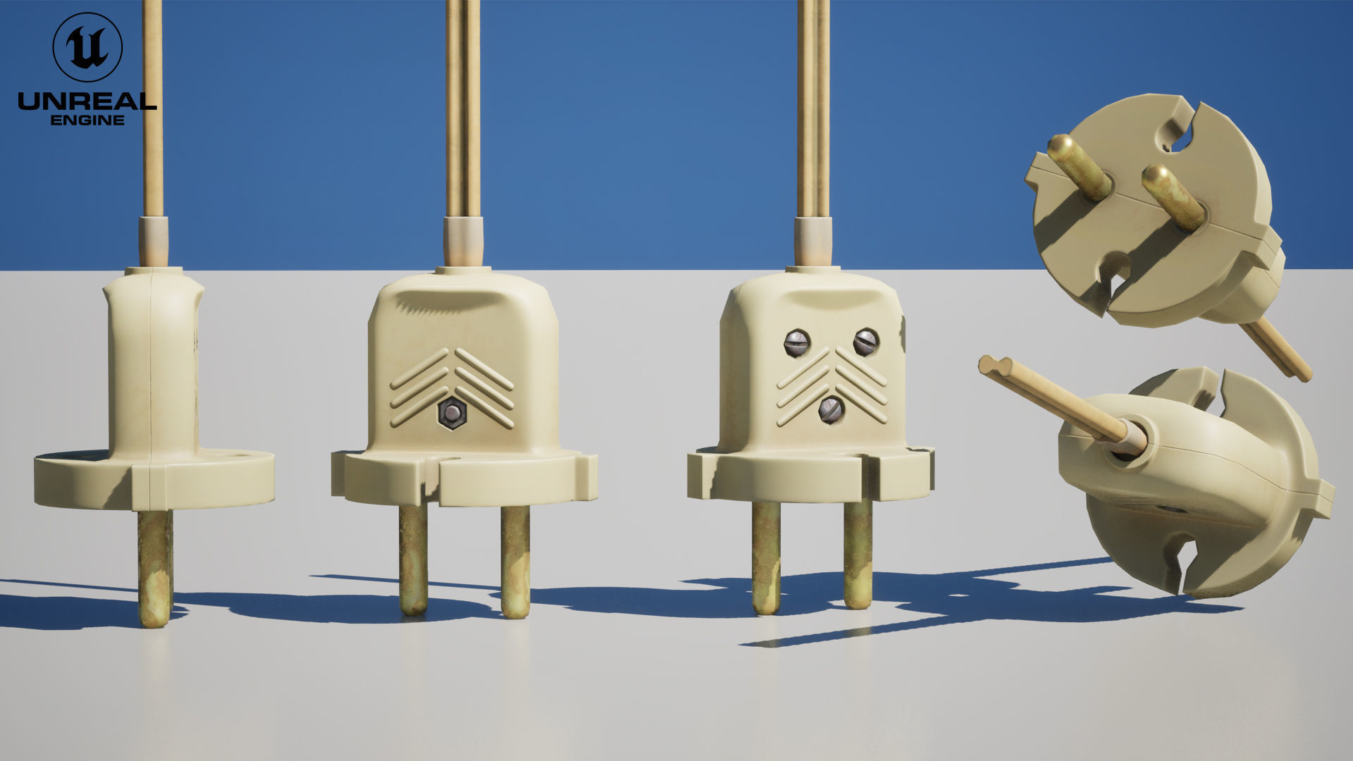 Electrical Plug Type C Old Low-poly 3D model_12