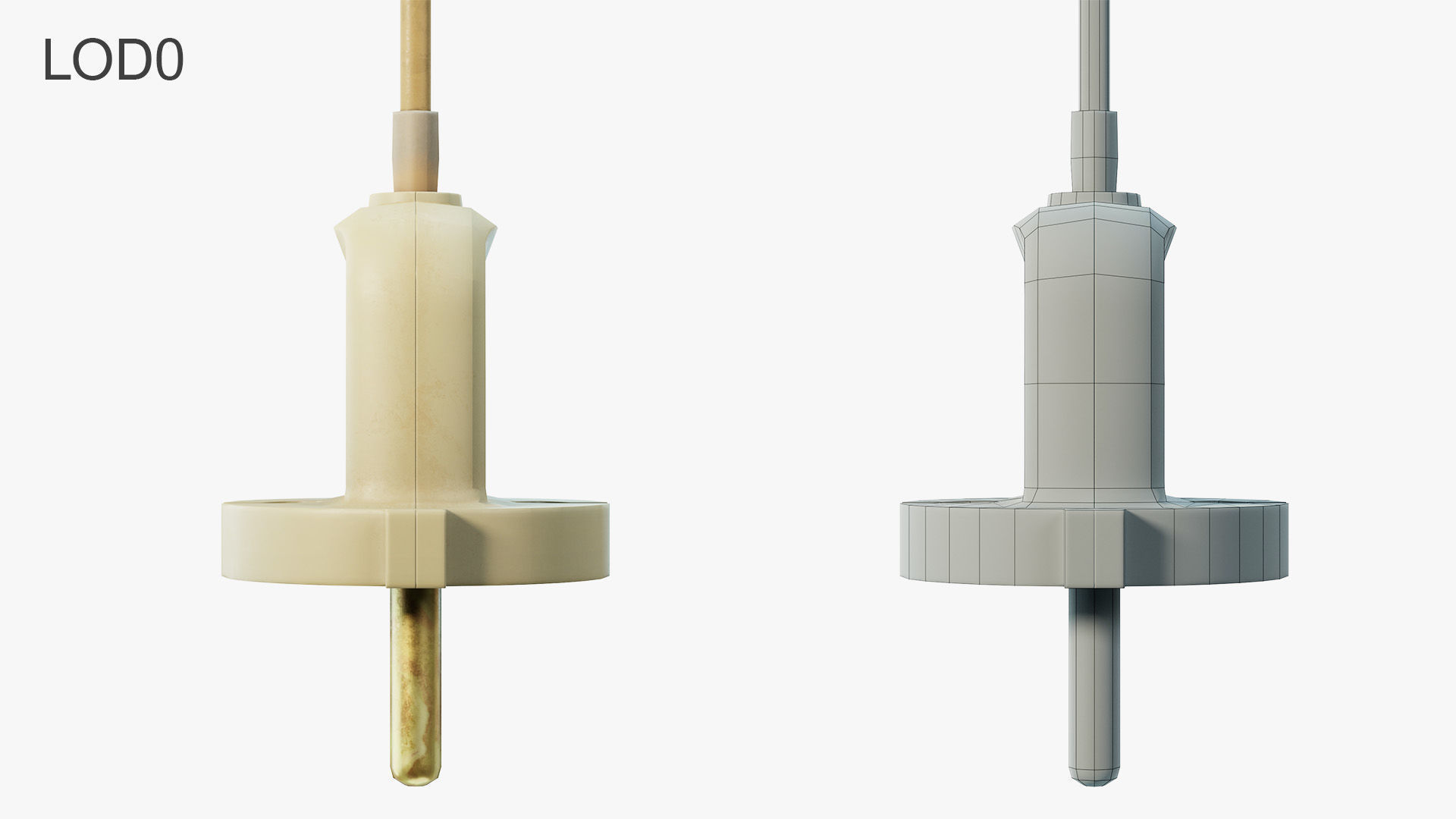 Electrical Plug Type C Old Low-poly 3D model_8