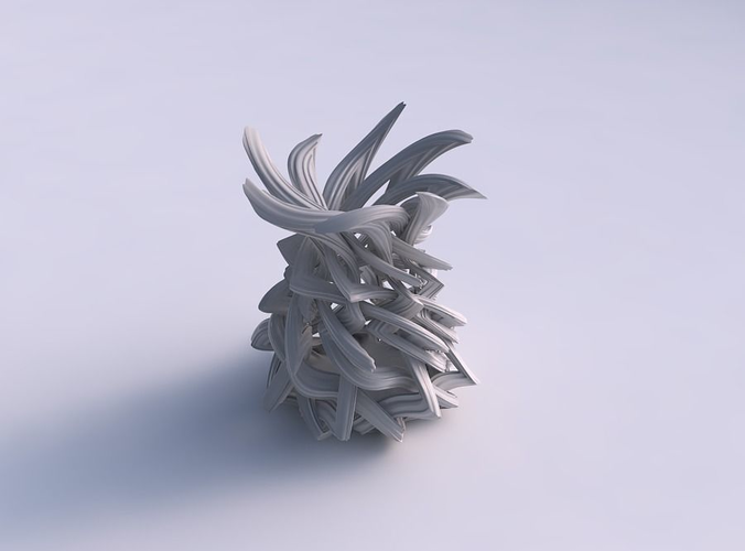 Vase with interlacing lattice and extruded lines wavy top