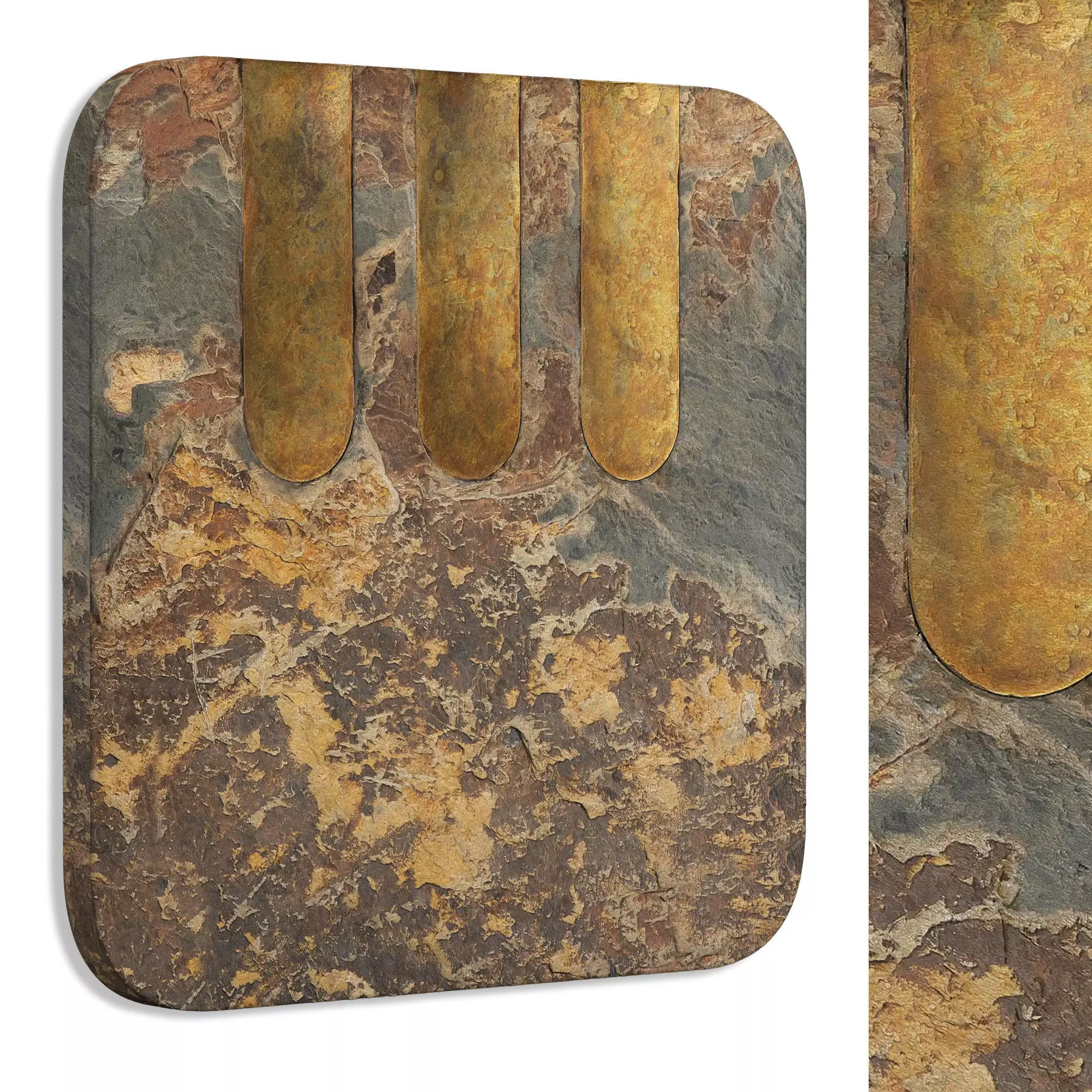 Stone Brass Square Wall Art 3D model_0