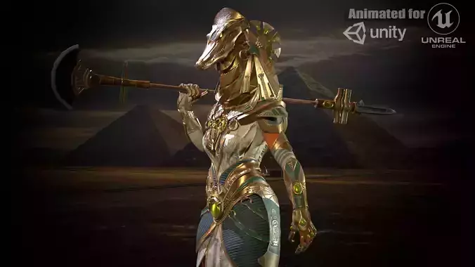 Amat Egyptian goddess Low-poly 3D model