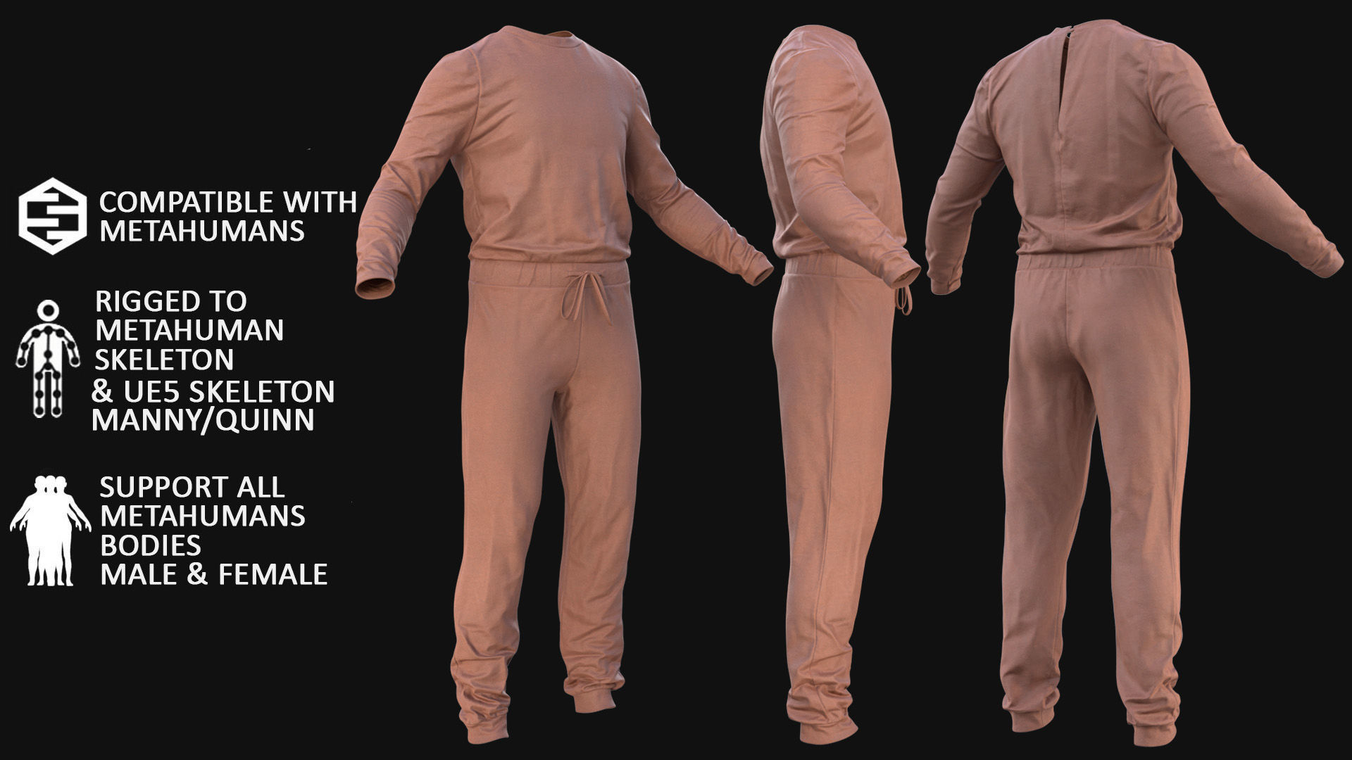 Jumpsuit 82 - All MH Bodies and UE5 Skeletons - Rigged Low-poly 3D model_3