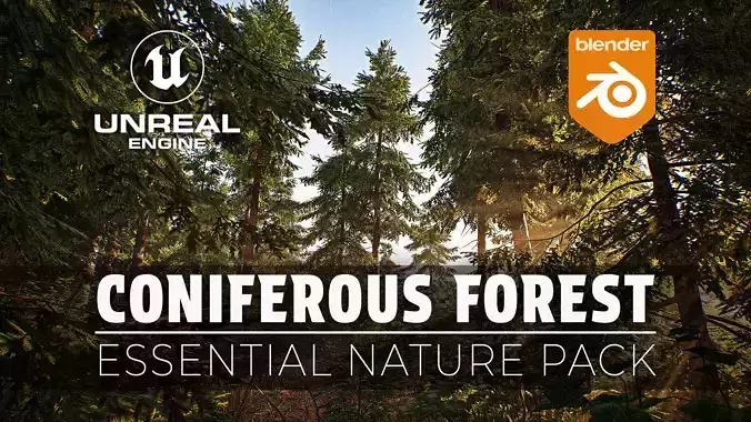 Coniferous Forest - Essential Nature Pack  UNREAL BLENDER Low-poly 3D model