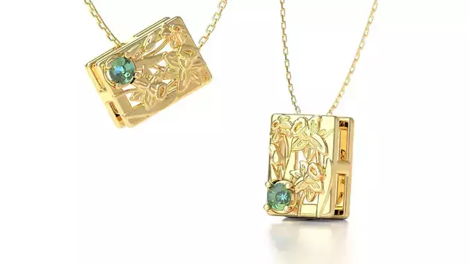 Birthflower Box Pendant March 3D print model