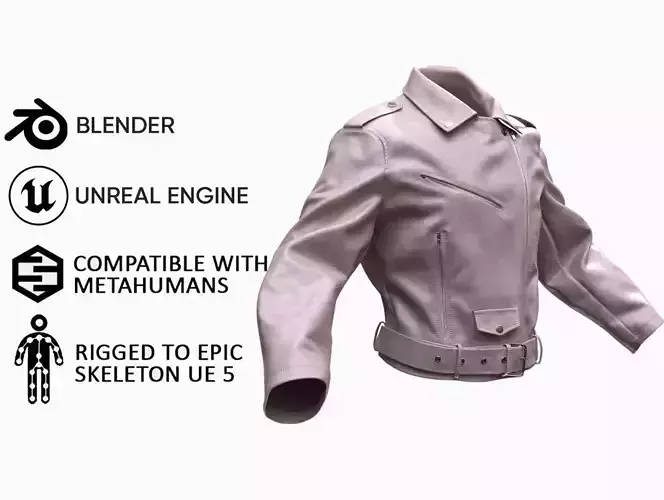 Leather Jacket 81 - All MH Bodies and UE5 Skeletons - Rigged Low-poly 3D model