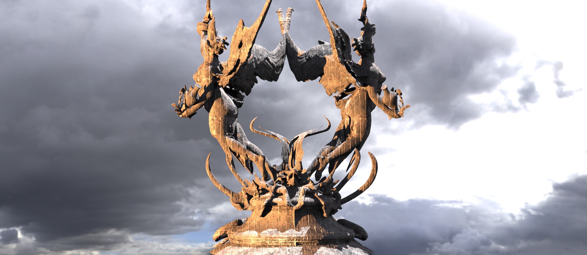 Dantes Angel flame statue 1 3D model_1