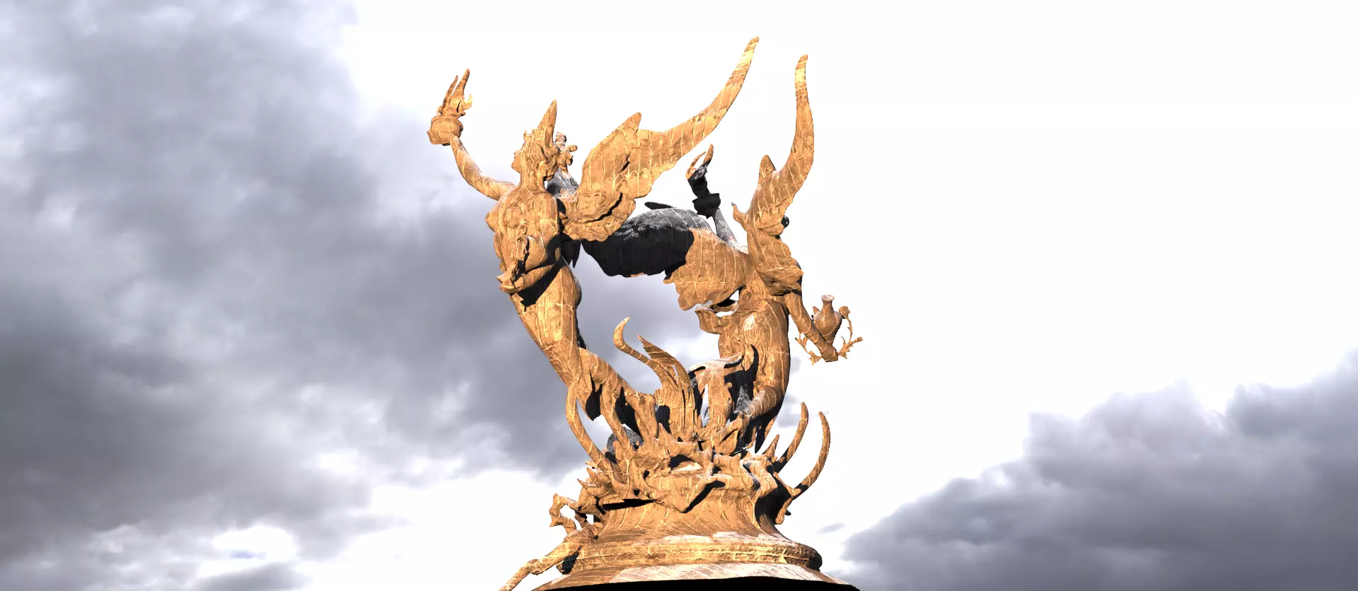 Dantes Angel flame statue 1 3D model_0