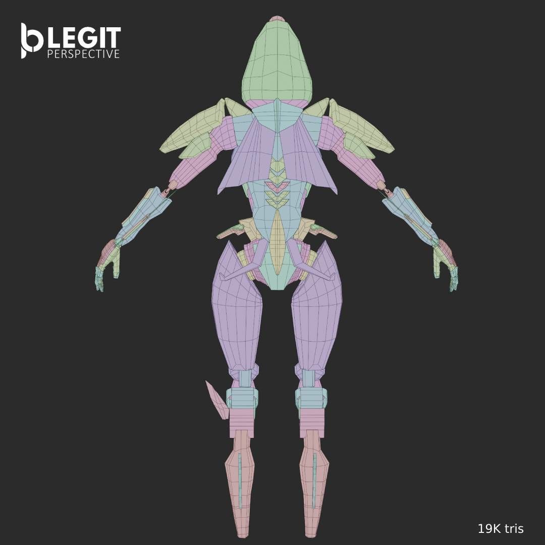 Egyptian Robot Made and Textured In Blender Low-poly 3D model_11