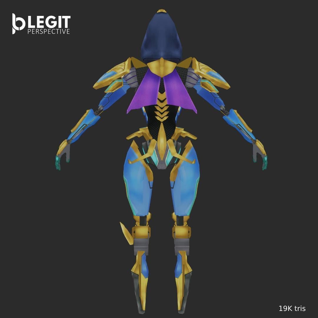 Egyptian Robot Made and Textured In Blender Low-poly 3D model_9