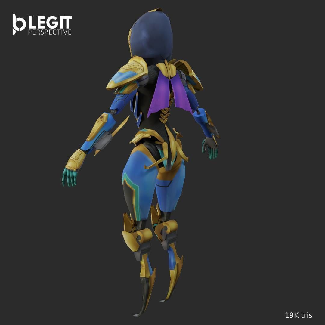 Egyptian Robot Made and Textured In Blender Low-poly 3D model_6
