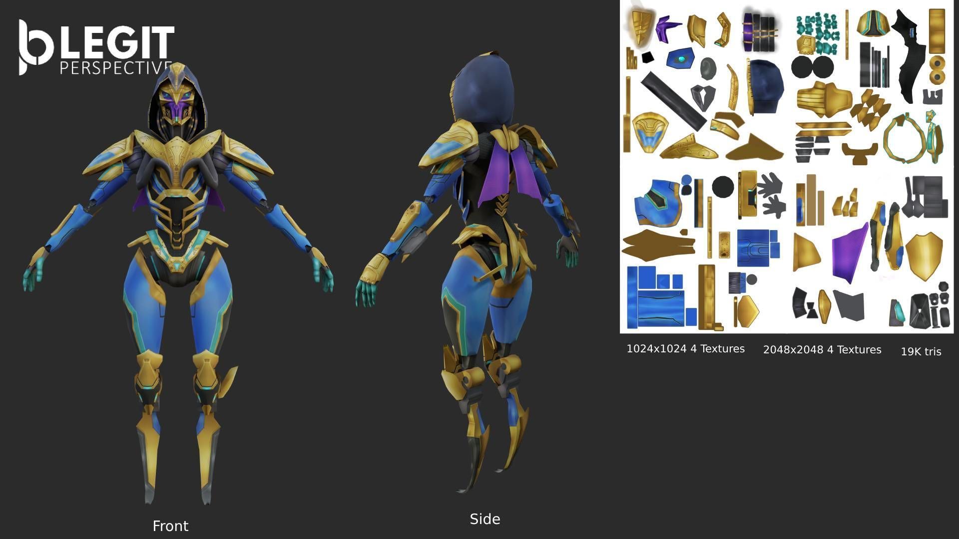 Egyptian Robot Made and Textured In Blender Low-poly 3D model_12