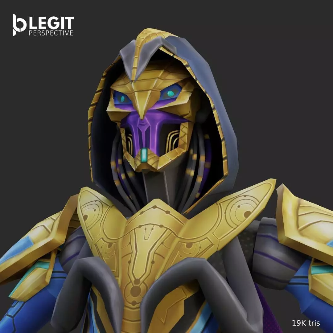 Egyptian Robot Made and Textured In Blender Low-poly 3D model_0