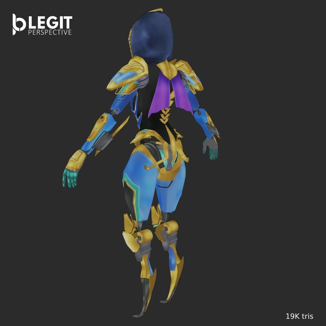 Egyptian Robot Made and Textured In Blender Low-poly 3D model_7