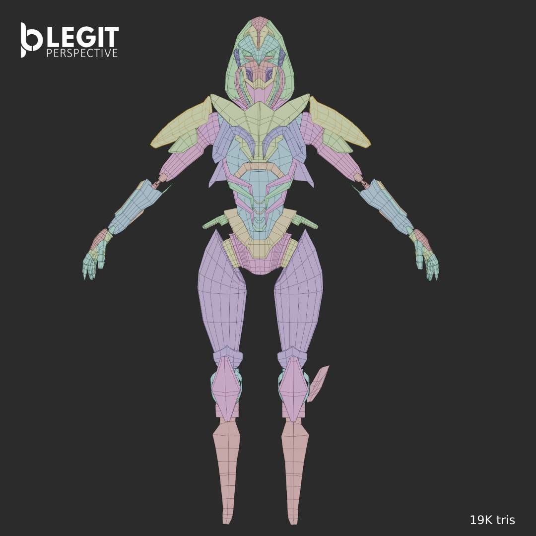 Egyptian Robot Made and Textured In Blender Low-poly 3D model_5
